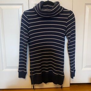 Navy and white striped sweater